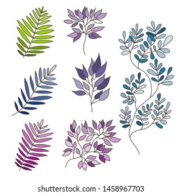 Collection of leaves and branches. Vector EPS 10.