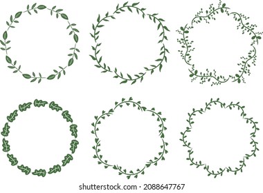 Collection of leaves circular frame design. The border element with leaf for many purposes. 