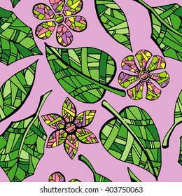 Collection of leaves and flowers