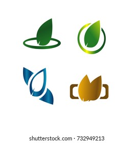 collection of Leaves icon vector set isolated on white background. Various shapes of green leaves of trees and plants. Elements for eco and bio logos.