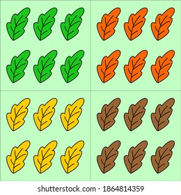 a collection of leaves icons with simple and beautiful shapes. green color