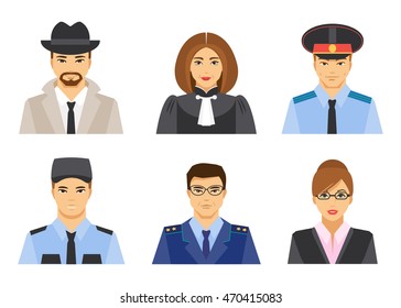 Collection Legal Profession On White Background Stock Vector (royalty 