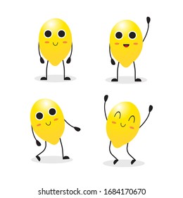 the collection of lemon in the different posing. vector illustration cute cartoon fruit character set on white background