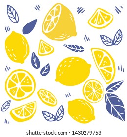 The collection of lemon and leaf. the part of lemon and leaf in flat vector style.Graphic resource about lemon for graphic,content , banner.
