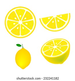 Collection of lemons, isolated on white background, vector illustration.