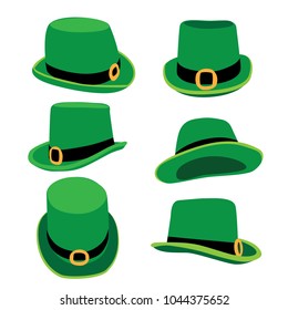 Collection of leprechaun hats for Saint Patrick's Day. EPS10 vector illustration.