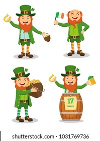 Collection of Leprechaun for Saint Patrick's day. Isolated vector set