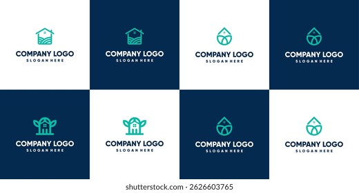 Coleção de carta abstrato logotipo design símbolo marca letra tecnologia, ponto, computador, dados, internet.