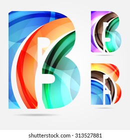Collection of letter b logos design elements. Business abstract symbol set, flowing overlapping shapes design. Vector illustration