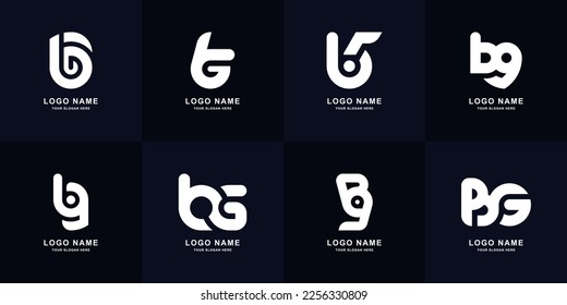 Diseño del logotipo de la letra de colección BG o GB en monograma