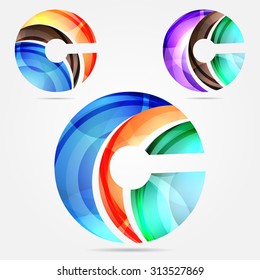 Collection of letter c logos design elements. Business abstract symbol set, flowing overlapping shapes design. Vector illustration