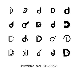 Collection of Letter D logo design template element. Minimal unique modern creative trendy business initial based icon logo. Vector illustration. Abstract template. Creative letter.