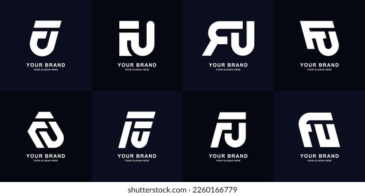 Diseño del logotipo de la letra de colección FU o UF en monograma