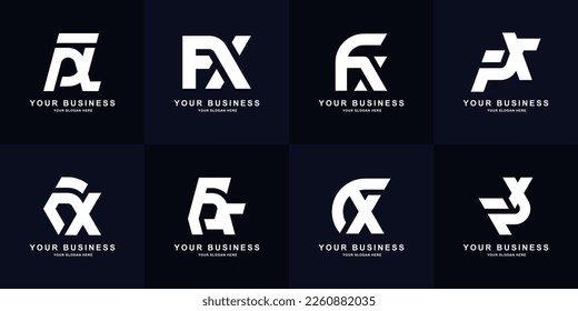 Diseño del logotipo de la letra de colección FX o XF en monograma