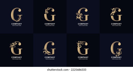 Collection letter G logo with luxury ornament design