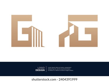 Collection of letter G real estate logo designs.