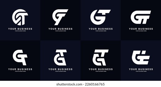 Diseño del logotipo de la letra de colección GT o TG en monograma