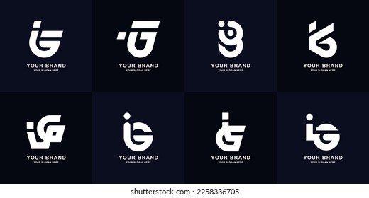 Collection letter iG or Gi monogram logo design