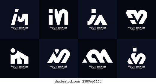 Collection letter iM or Mi monogram logo design