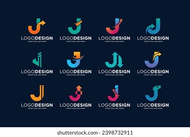 Collection of letter J accounting financial logo design inspiration