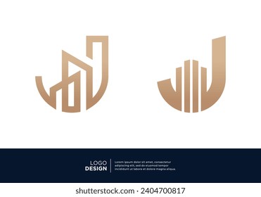 Colección de letras J diseños de logotipo inmobiliario.