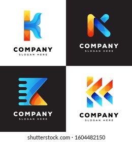 collection letter k logo template, modern letter k abstract logo, collection initial logo design