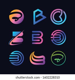 collection of the letter logo B color gradient full color vector template