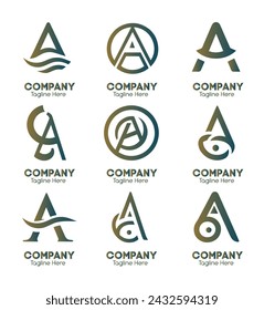 Colección de conceptos de diseño de logotipo de letra A en vectores