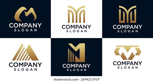 collection of letter m abstract monogram logo design vector	