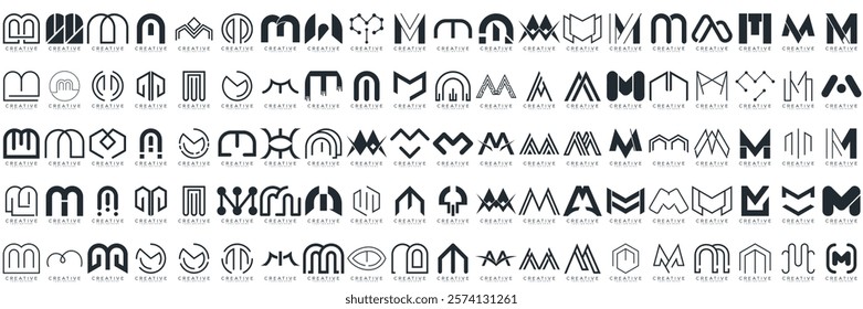 collection letter M logo design. modern logotype M design with white color, icon, vector