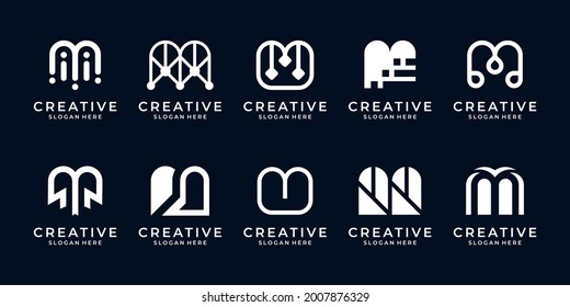 Collection of letter M logo template for business technology or etc.
