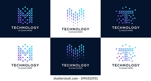 Collection of letter m w and t logo design template.
