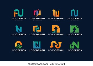Collection of letter N accounting financial logo design inspiration
