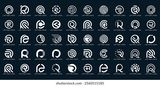 collection of letter R circle round logo design, icon vector for business technology.
