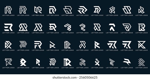 collection of letter R geometric logo design, icon vector for business and technology.