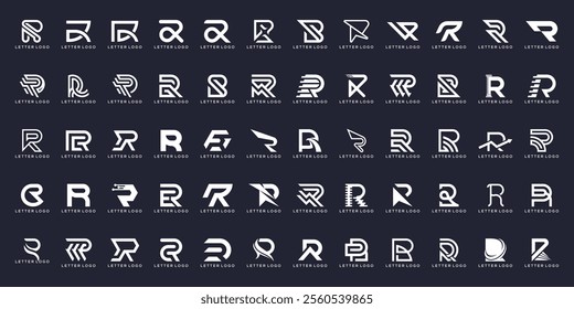 collection of letter R logo design graphic, icon vector business for fashion technology.