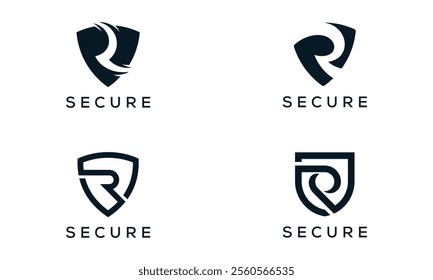 collection of letter R shield secure guard logo design inspiration