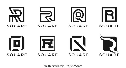 collection of letter R square logo design vector template