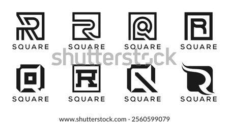 collection of letter R square logo design vector template