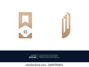 Colección de diseños de logotipo inmobiliario de la letra I.