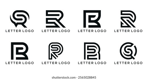 collection of letter RS SR logo design for business technology