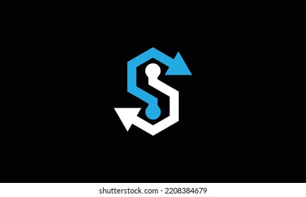 Collection of letter S abstract logo design symbol letter mark technology, dot, computer, data, internet. premium vector