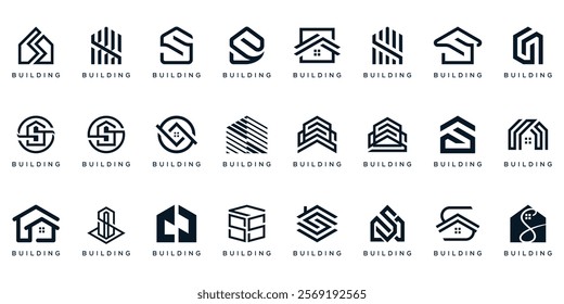 collection of letter S home building logo design, vector icon business for real estate and construction
