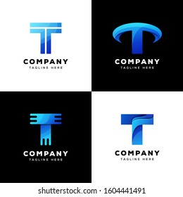 collection letter T technology logo design