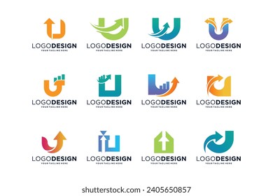 Collection of letter U logo designs for marketing, investment and business