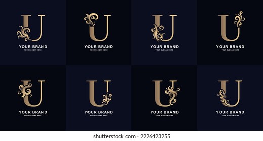Collection letter U logo with luxury ornament design