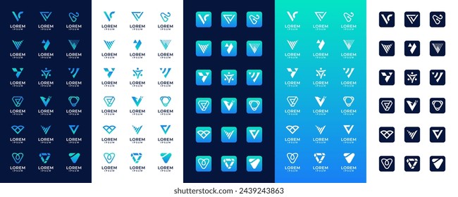 Colección de diseño de logotipo de letra V con diseño de icono