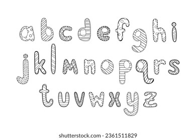 Colección de letras con patrones abstractos. Alfabeto para componer frases y diseñar tarjetas, títulos, invitaciones y logotipos.