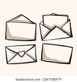 collection of letters in doodle style with cream colored background
