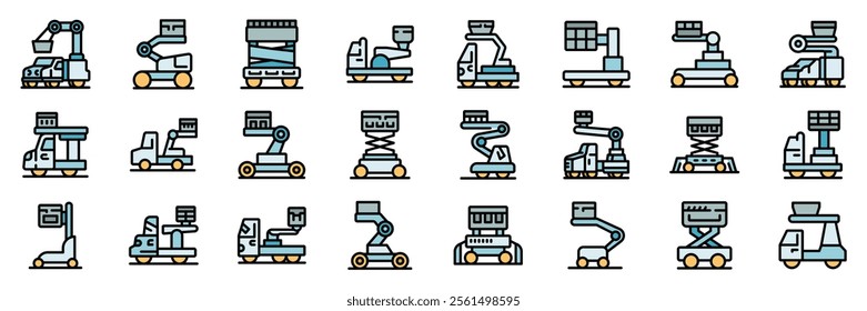 Collection of lifting platform trucks showcasing their diverse applications in various industries
